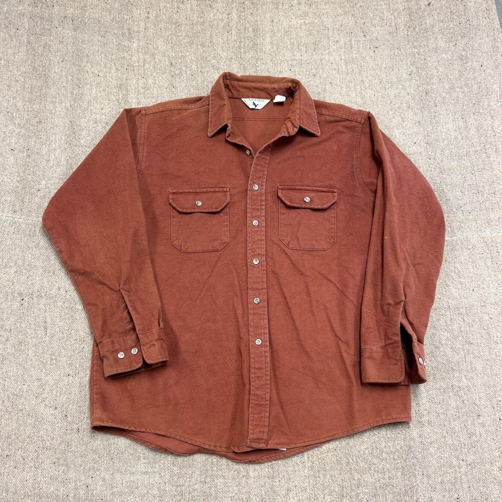 Vintage Black Duck Chamois Button Up Shirt Mens XXL Brown 1980s